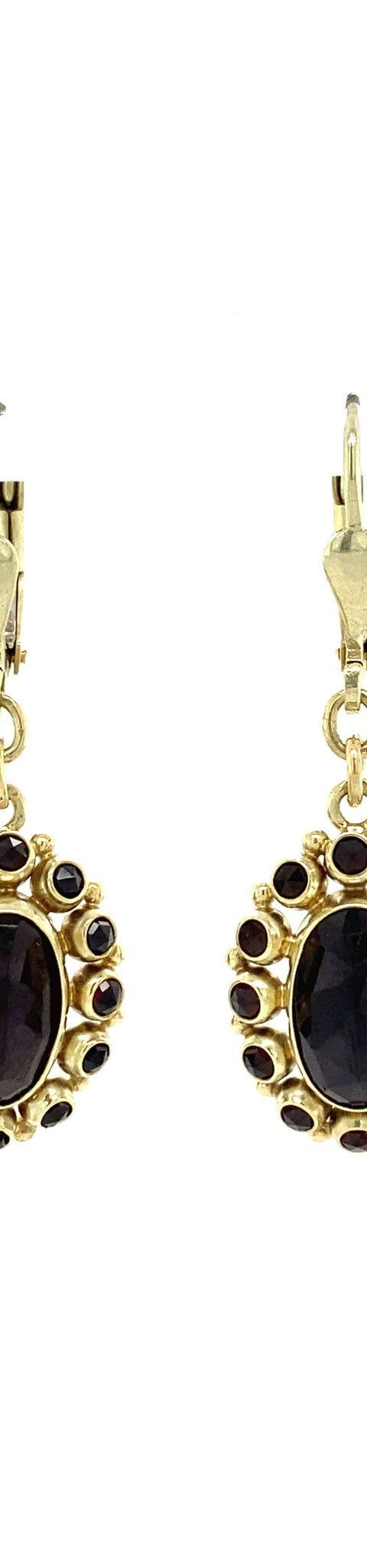 Vintage 14K Gold Drop Earrings with Garnet